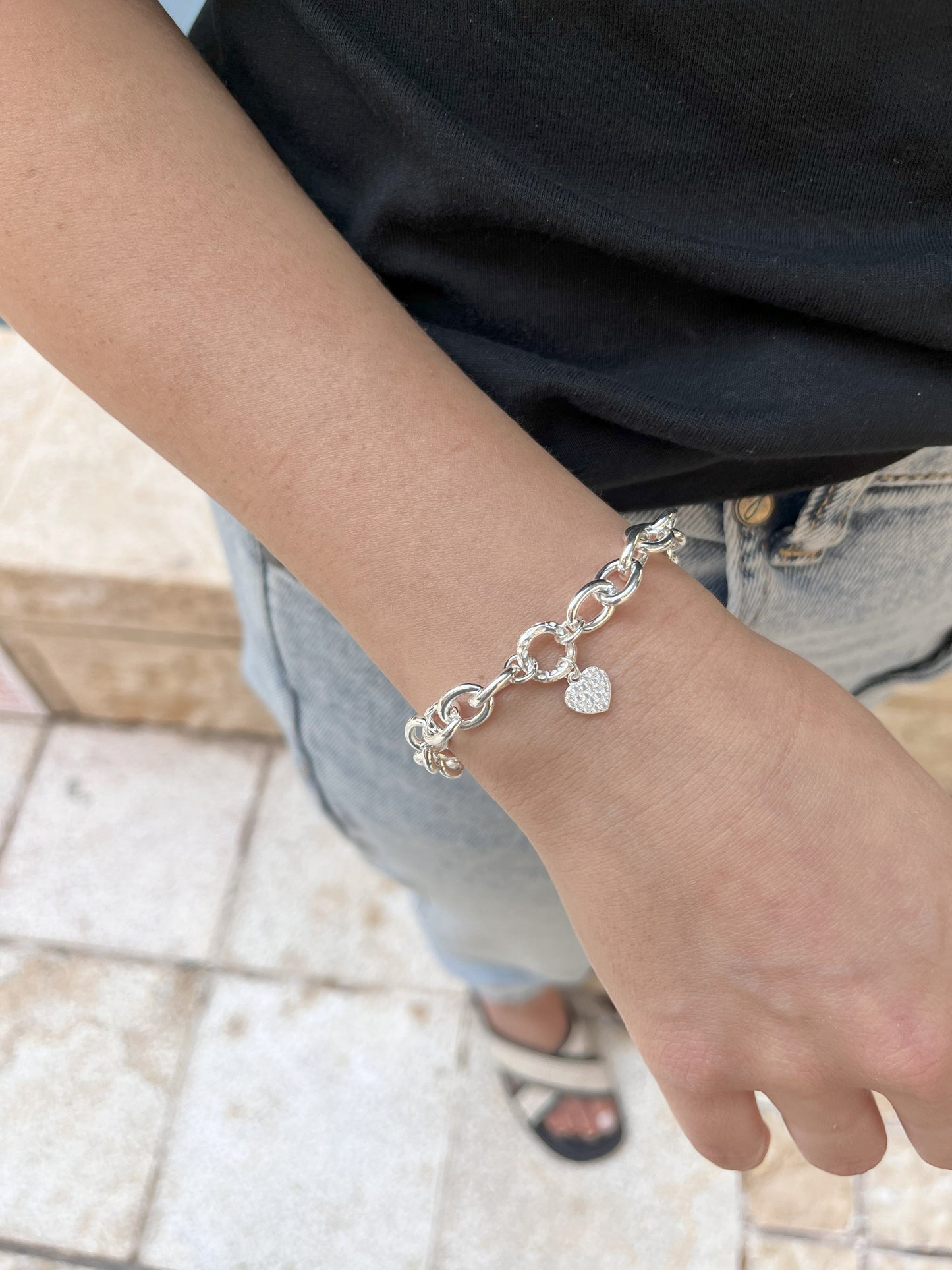 צמיד כסף טוויסט של לב