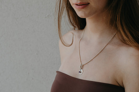 שרשרת כסף טוויסט סגול