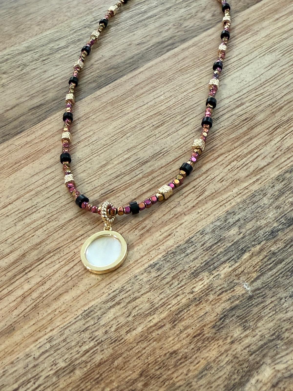 שרשרת אבנים פינק זהב